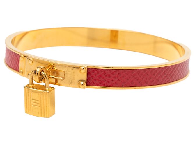 Kelly Bracciale Bangle Cadena Lock in Epsom placcato oro rosso Hermès - vista 2