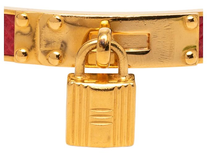 Kelly Bracciale Bangle Cadena Lock in Epsom placcato oro rosso Hermès - vista 4