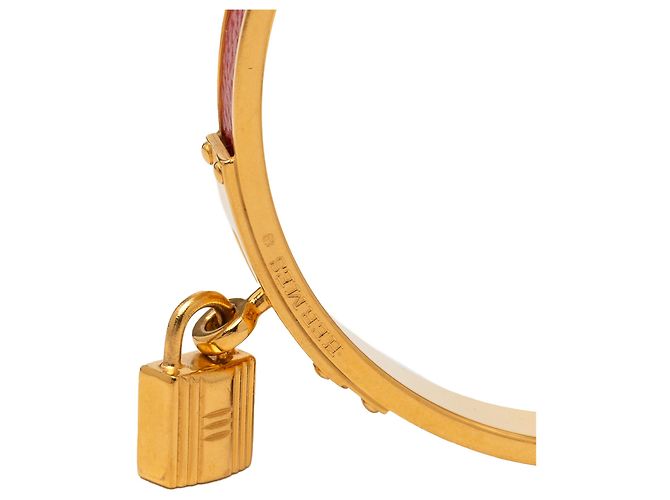 Kelly Bracciale Bangle Cadena Lock in Epsom placcato oro rosso Hermès - vista 5