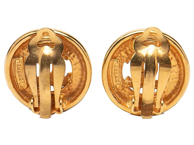 Orecchini rotondi a clip in oro placcato CC dorato di Chanel D'oro - vista 2