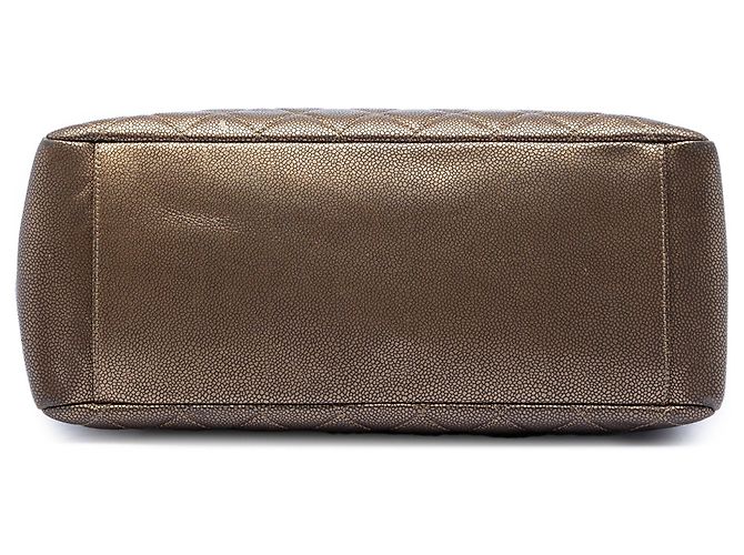 Chanel Große Einkaufstasche aus braunem Metallic-Caviar Bronze - Ansicht 3