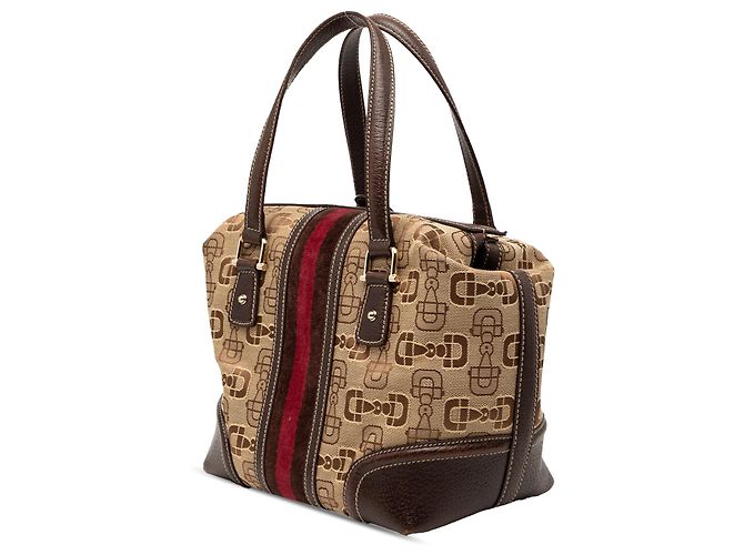Gucci Beiger Horsebit Canvas Web Handtasche - Ansicht 2