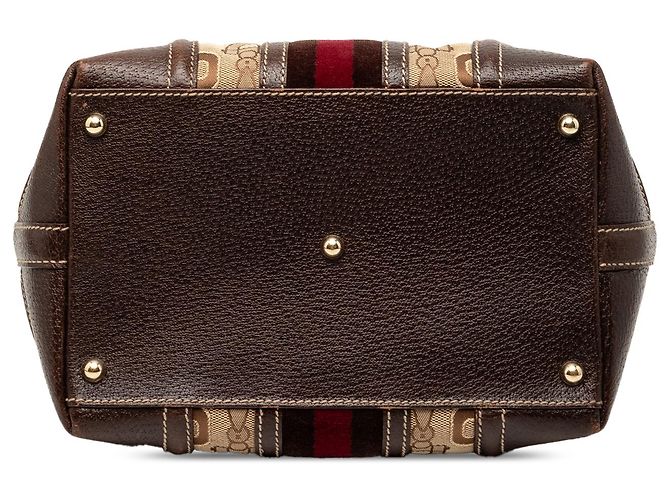 Gucci Beiger Horsebit Canvas Web Handtasche - Ansicht 3