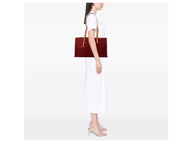 Hermès Rote Toile Etriviere Elan Tasche Bordeaux - Ansicht 7