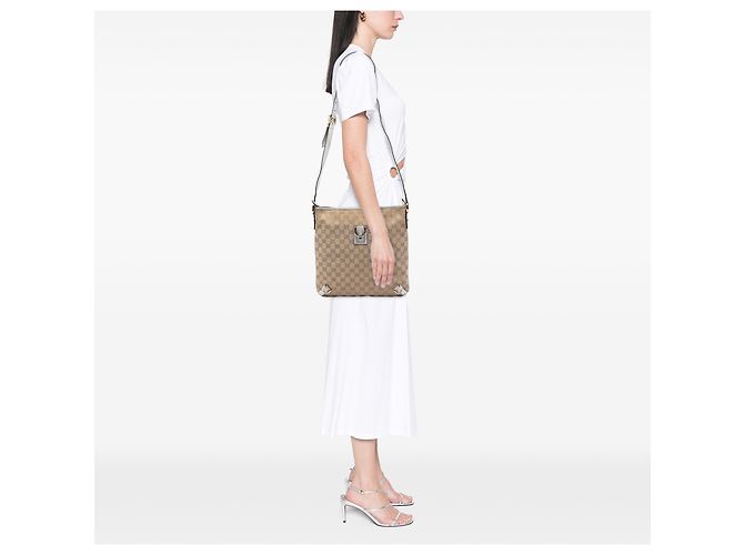 Bolso cruzado Gucci de lona GG beige Abbey D Ring - vista 7