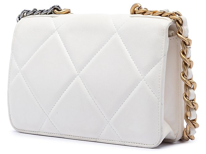 Wallet On Chain Cartera con Cadena 19 de Cuir de Cordero Blanco de Chanel - vista 2