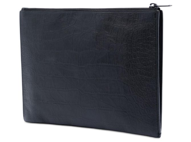 Portadocumenti Monogram in pelle nera con stampa coccodrillo Saint Laurent Nero - vista 2