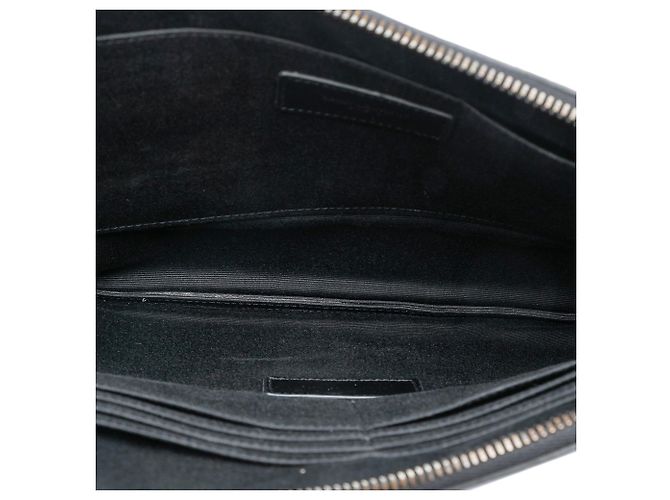 Portadocumenti Monogram in pelle nera con stampa coccodrillo Saint Laurent Nero - vista 4