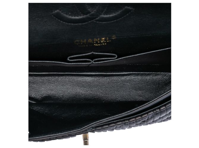 Chanel Nero Medio Classico Chevron Pelle di Vitello Pieghettata Doppio Flap - vista 4