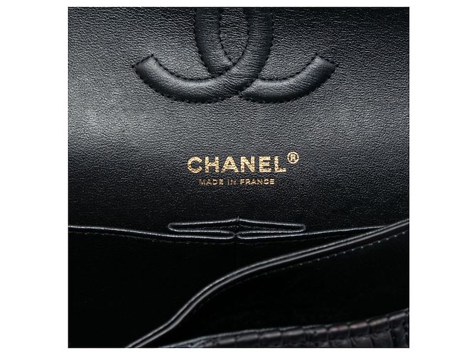 Chanel Nero Medio Classico Chevron Pelle di Vitello Pieghettata Doppio Flap - vista 5