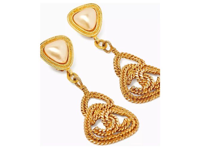 Chanel Vintage Nieten Statement Ohrringe Golden - Ansicht 2