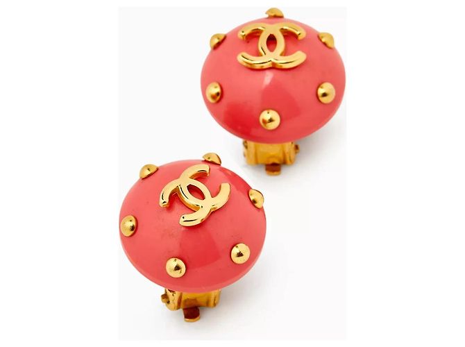Chanel Vintage Nieten Clip-On Ohrringe Pink - Ansicht 2