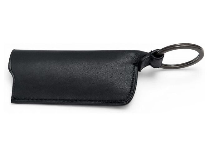 NEW BERLUTI LIGHTER KEY RING KR023 BLACK LEATHER - view 2