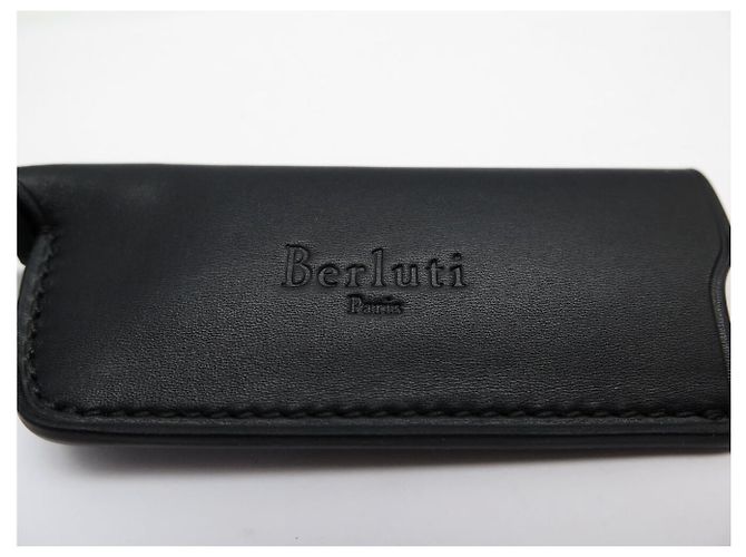 NEW BERLUTI LIGHTER KEY RING KR023 BLACK LEATHER - view 3