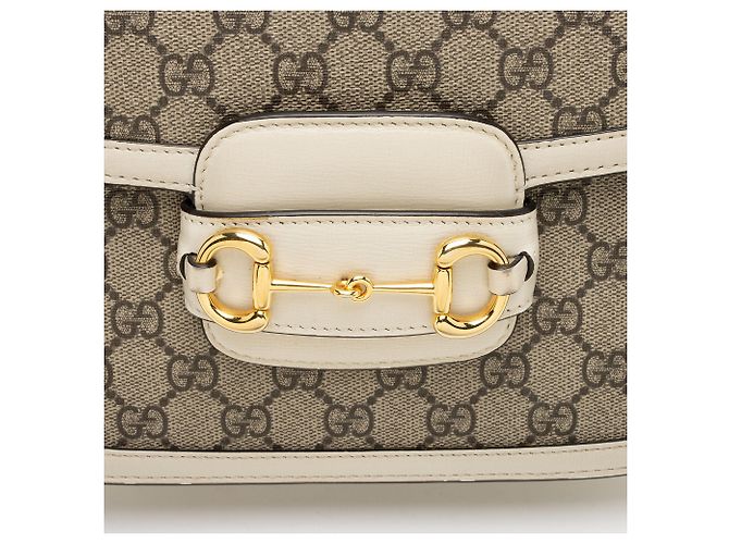Borsa a Spalla Media Gucci GG Supreme Horsebit 1955 Marrone Beige - vista 10