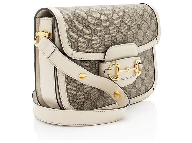 Borsa a Spalla Media Gucci GG Supreme Horsebit 1955 Marrone Beige - vista 2