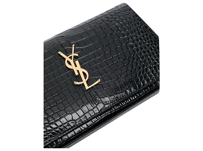 Bolsa de Ombro Cassandre Croco da Saint Laurent Preto - vista 4