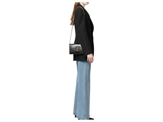Bolsa de Ombro Cassandre Croco da Saint Laurent Preto - vista 5