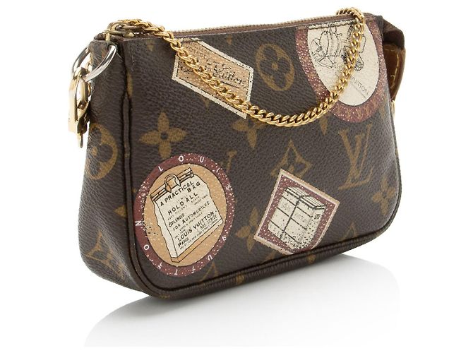 Mini Pochette Accessoires de lona Monogram con parches de edición limitada Louis Vuitton Castaño Beige - vista 2