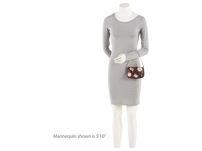 Mini Pochette Accessoires de lona Monogram con parches de edición limitada Louis Vuitton Castaño Beige - vista 5