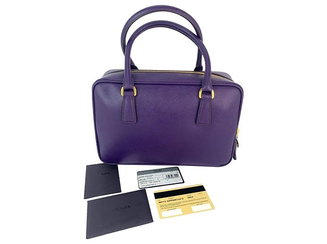 Borsa Prada in pelle Saffiano Lux piccola con manico superiore viola Porpora - vista 2