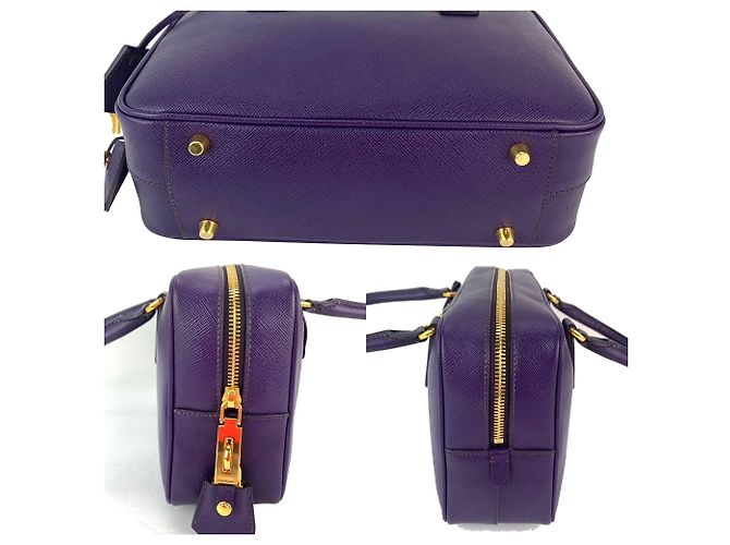 Borsa Prada in pelle Saffiano Lux piccola con manico superiore viola Porpora - vista 4