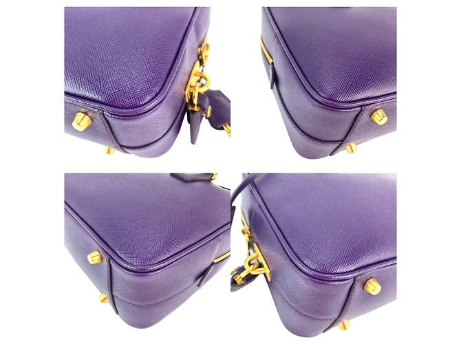 Borsa Prada in pelle Saffiano Lux piccola con manico superiore viola Porpora - vista 7