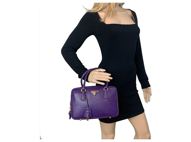 Borsa Prada in pelle Saffiano Lux piccola con manico superiore viola Porpora - vista 8