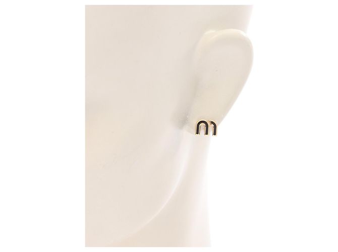 Brincos de esmalte dourado Miu Miu - vista 3
