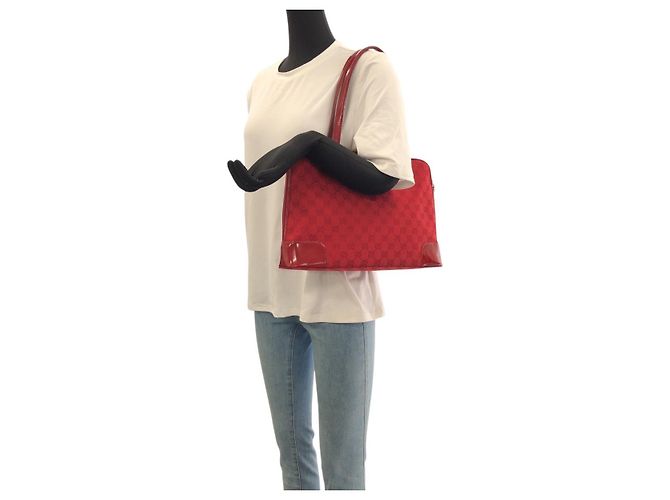 Gucci Rote GG Canvas Tragetasche - Ansicht 7