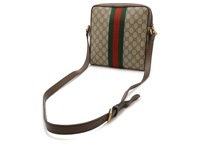 Borsa Messenger Ophidia Small GG Supreme di Gucci Marrone Beige - vista 2