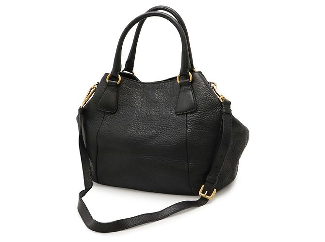 Prada Vitello Daino 2WAY Tote Tasche Schwarz - Ansicht 2