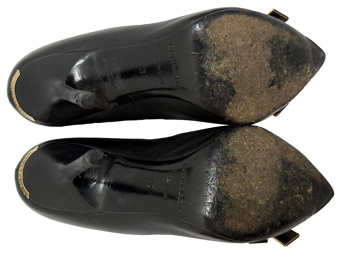 Décolleté a punta in pelle nera con dettaglio a fiocco Burberry Nero - vista 8