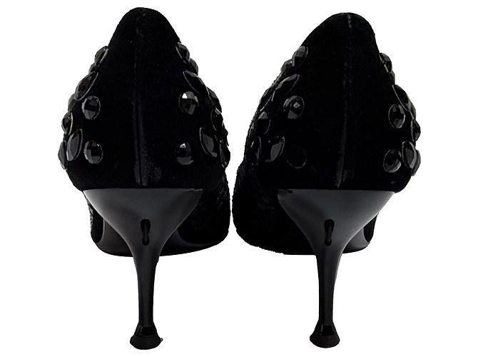 Décolleté a punta tonda in suede nero con paillettes Giuseppe Zanotti - vista 3
