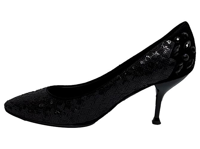 Décolleté a punta tonda in suede nero con paillettes Giuseppe Zanotti - vista 4