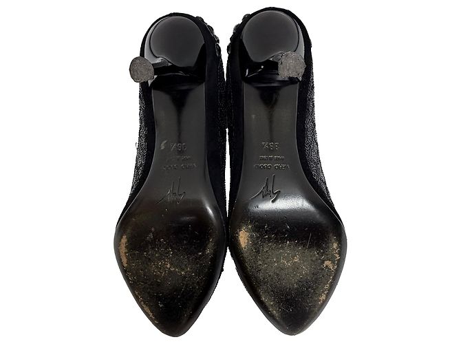 Décolleté a punta tonda in suede nero con paillettes Giuseppe Zanotti - vista 8