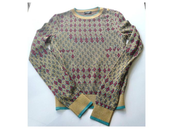 CHANEL Ultra Chic Leichter Goldpullover Ägypten Kollektion Fast Neuer Zustand Größe 36 Gold hardware - Ansicht 4