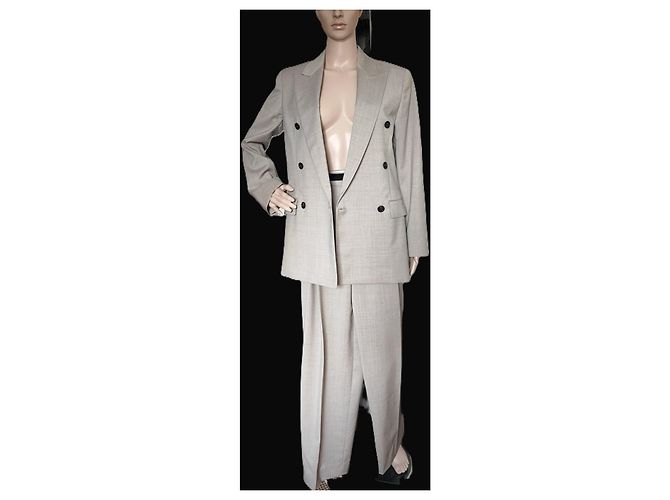 Terno de calça Massimo Dutti em lã bege - vista 10
