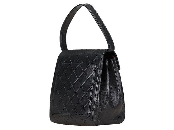 Timeless Borsa a mano in pelle di agnello matelassé Chanel Coco Mark Nero - vista 2