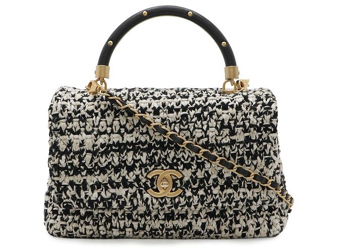 Chanel Coco Handle 29 S Handtasche Schwarz Weiß - Ansicht 2