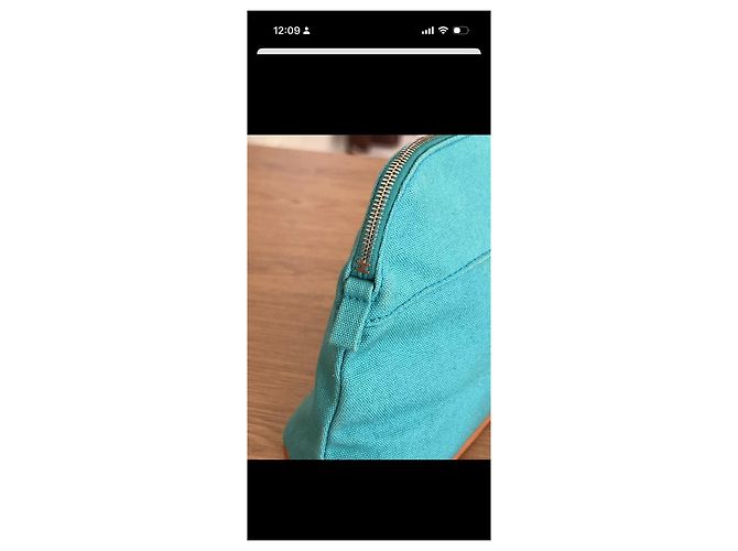 Trim Pochette Hermès Toile H Turchese in Pelle - vista 3
