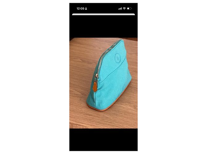 Trim Pochette Hermès Toile H Turchese in Pelle - vista 4