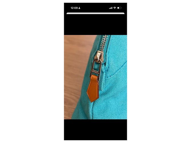 Trim Pochette Hermès Toile H Turchese in Pelle - vista 5