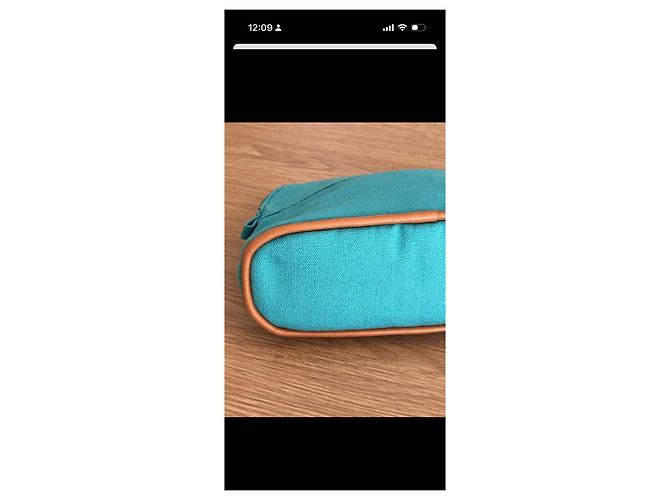 Trim Pochette Hermès Toile H Turchese in Pelle - vista 6