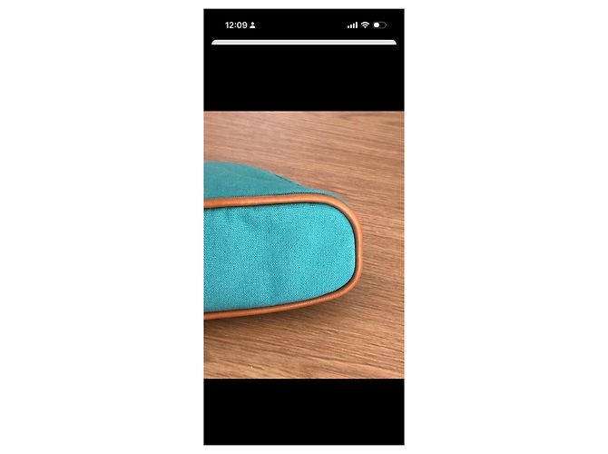Trim Pochette Hermès Toile H Turchese in Pelle - vista 7
