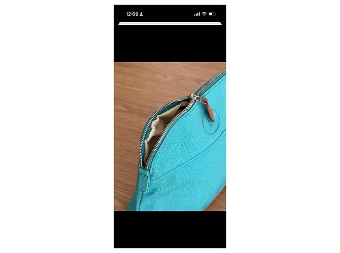Trim Pochette Hermès Toile H Turchese in Pelle - vista 9