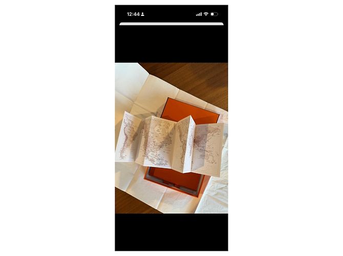 Capa de agenda de couro laranja Hermès com inserts de mapa-múndi - vista 10