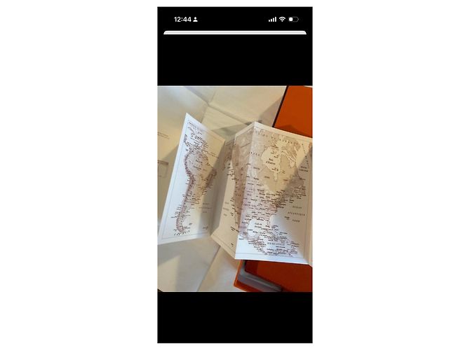 Capa de agenda de couro laranja Hermès com inserts de mapa-múndi - vista 11