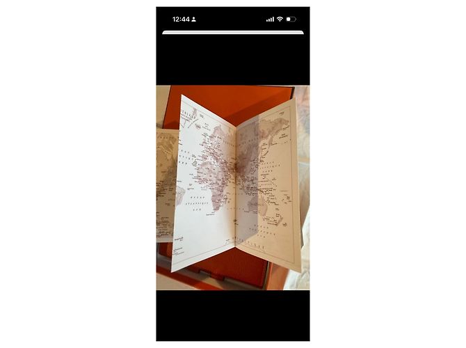 Capa de agenda de couro laranja Hermès com inserts de mapa-múndi - vista 12