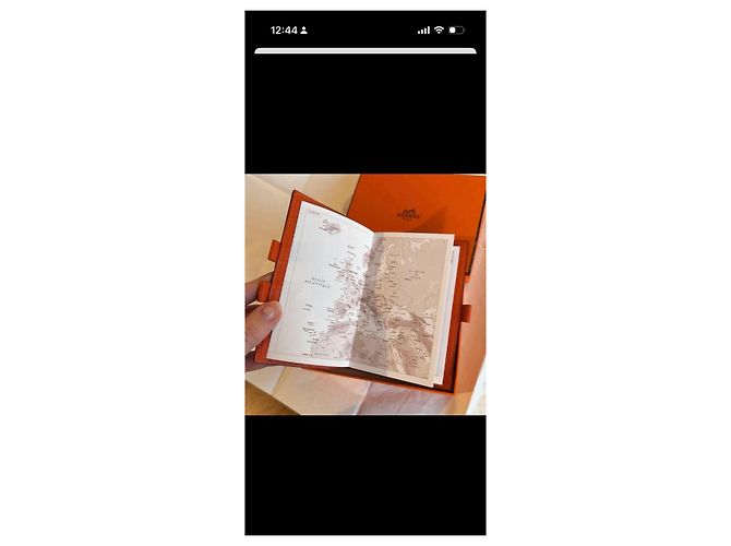 Capa de agenda de couro laranja Hermès com inserts de mapa-múndi - vista 13